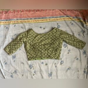 Green Embroidered Sari Blouse